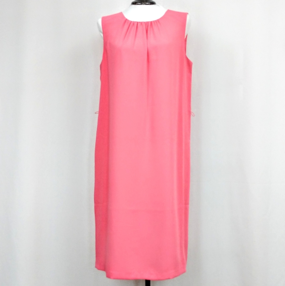 Charter Club Shift Dress Sleeveless Pleated Neckline Sack Dress Pink size 10 NWT